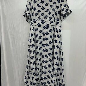 Boden Navy and White Floral Maxi Dress
